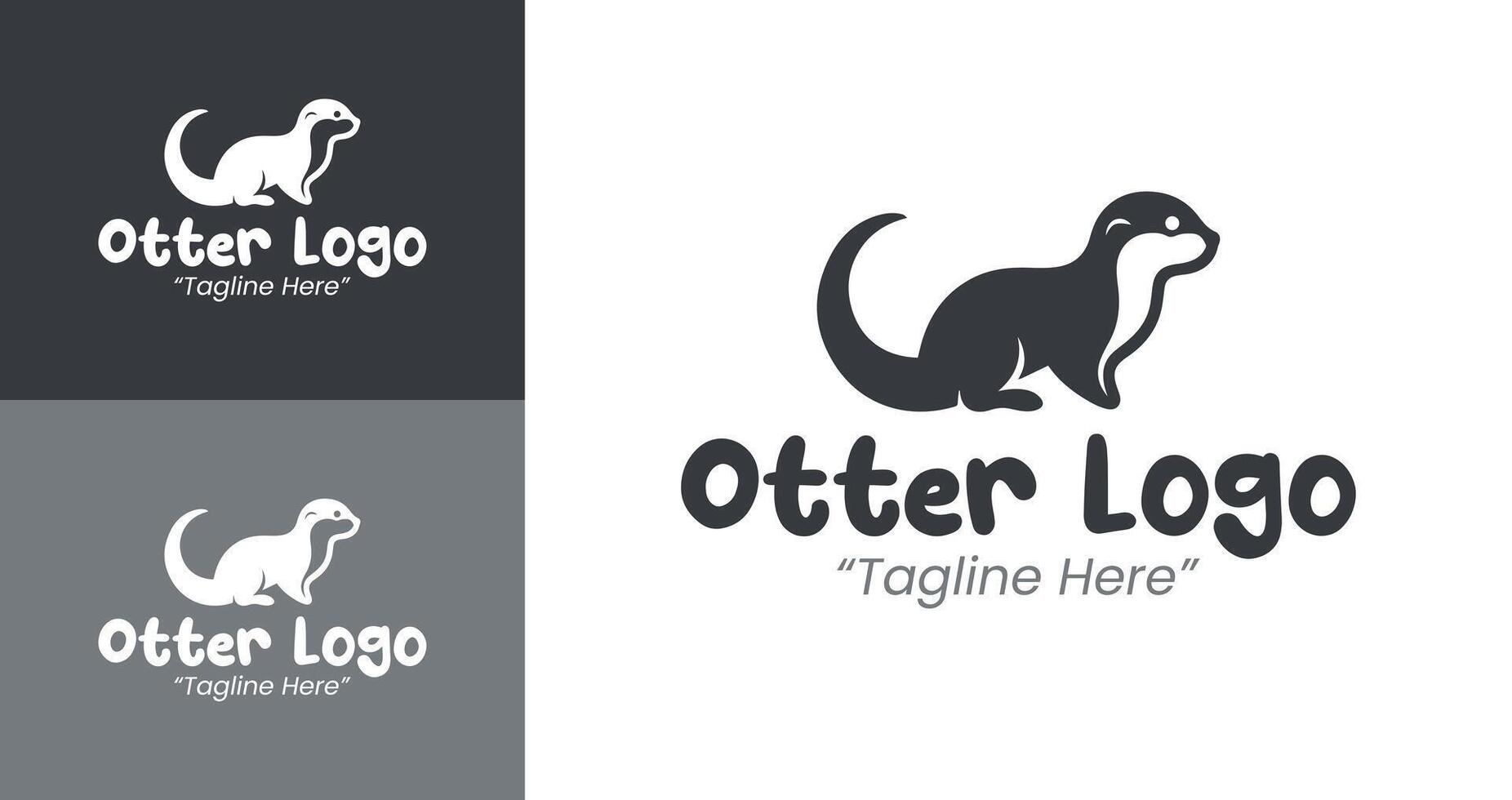 Creative and Professional Otter Logo in Black and White for Branding vector