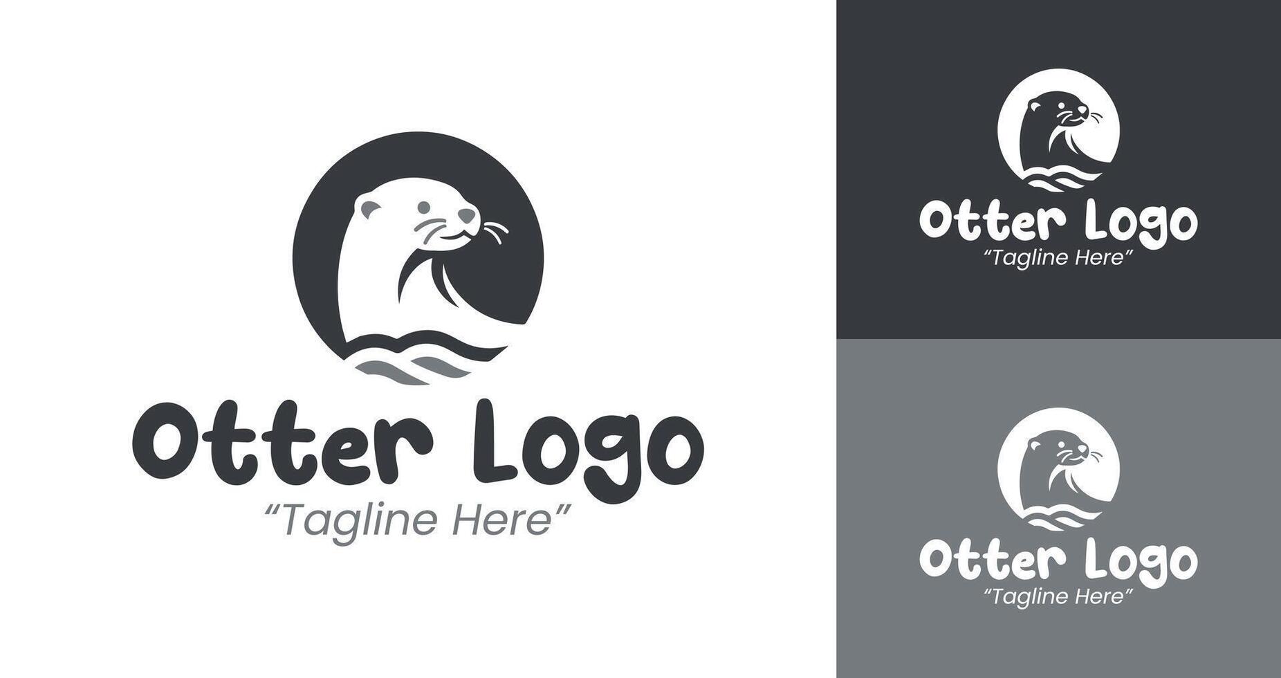 Unique Otter Logo in Black and White for Nature Inspired Branding vector