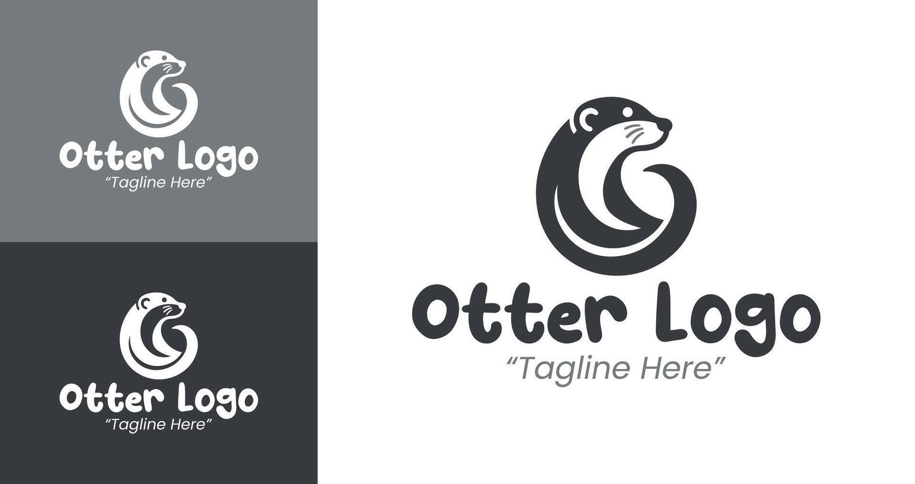 Customizable Otter Logo Design for Business Branding in Black and White vector