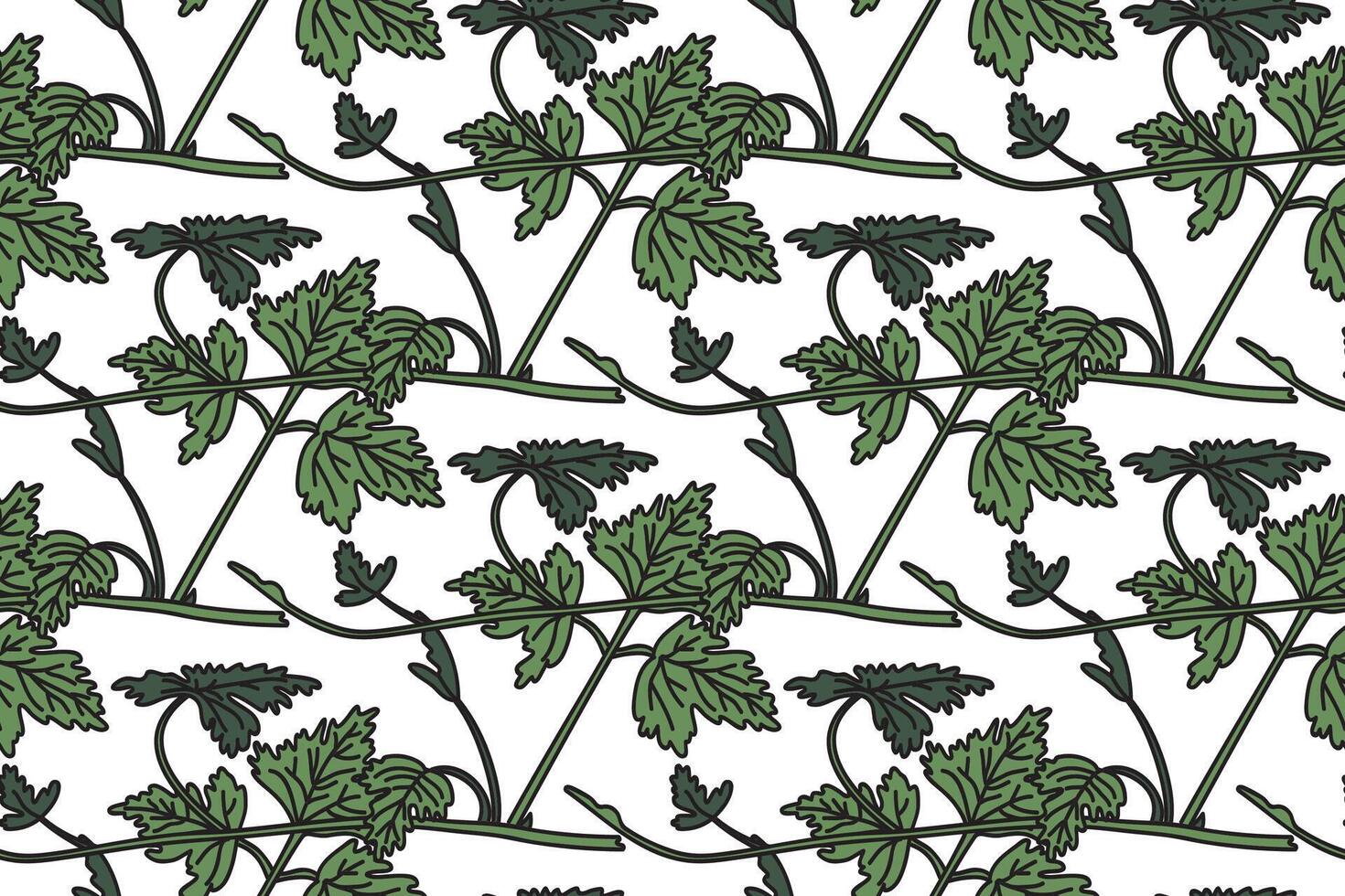 Botanical floral seamless pattern with grapevine illustration. Repeating vine plant with long stem and green leaves in white background. Graphic design for Cover Birthday Wedding Fashion Card vector
