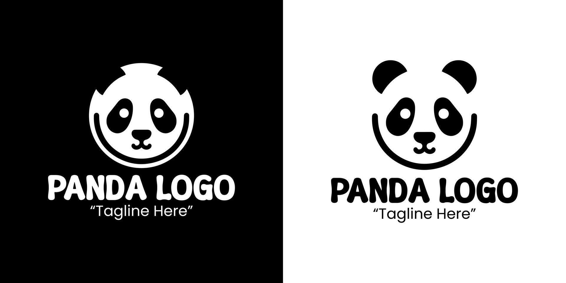Modern Panda Logo Design with Circular Shape in Black and White vector