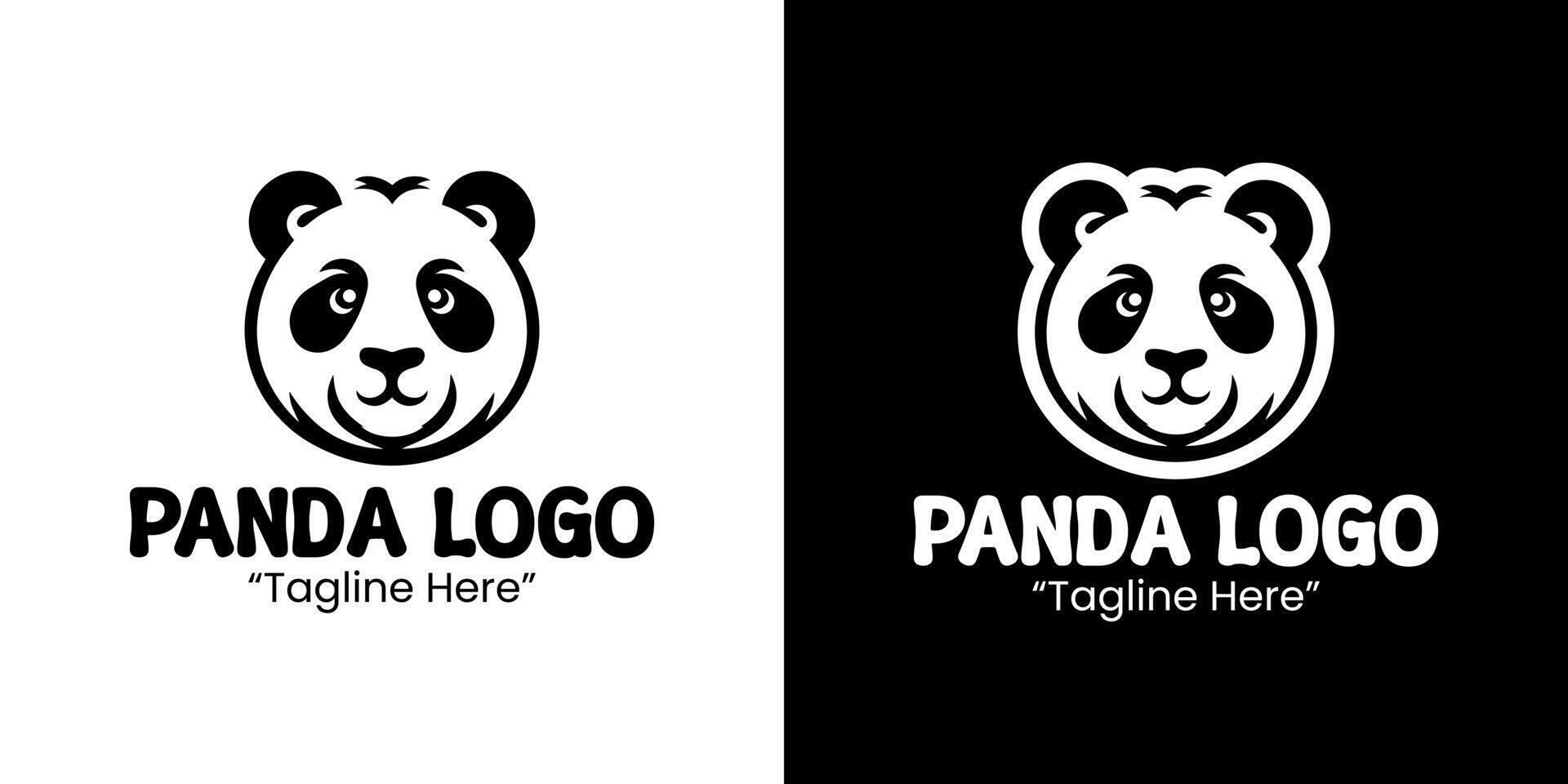 Iconic Panda Face Logo for Branding in Black and White Design vector