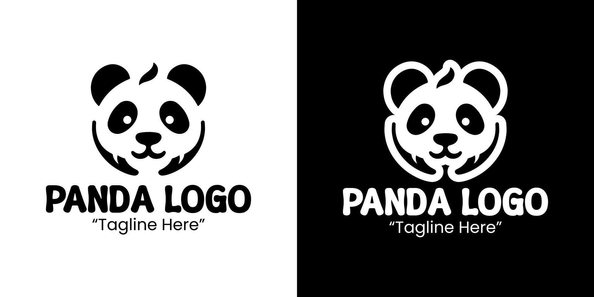 Stylish Panda Logo with Rounded Edges and Playful Expression vector