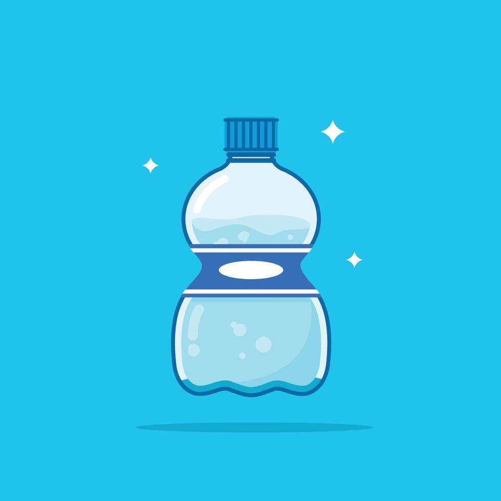 Plastic water bottle, healthy blue drinking water packed in a 330ml PET bottle with a cute pumpkin shape, recyclable and easy to store liquids. vector