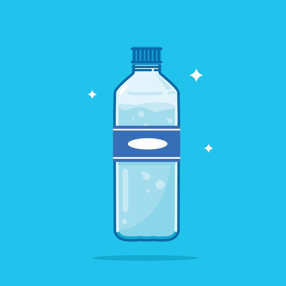 Plastic water bottles, healthy blue drinking water packaged in 380ml PET bottles with standard shape, recyclable and easy to store liquids vector