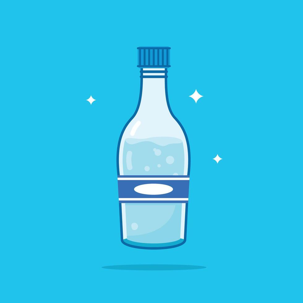 Plastic water bottles, healthy blue drinking water packed in 330ml PET bottles with long necks, recyclable and easy to store liquids vector
