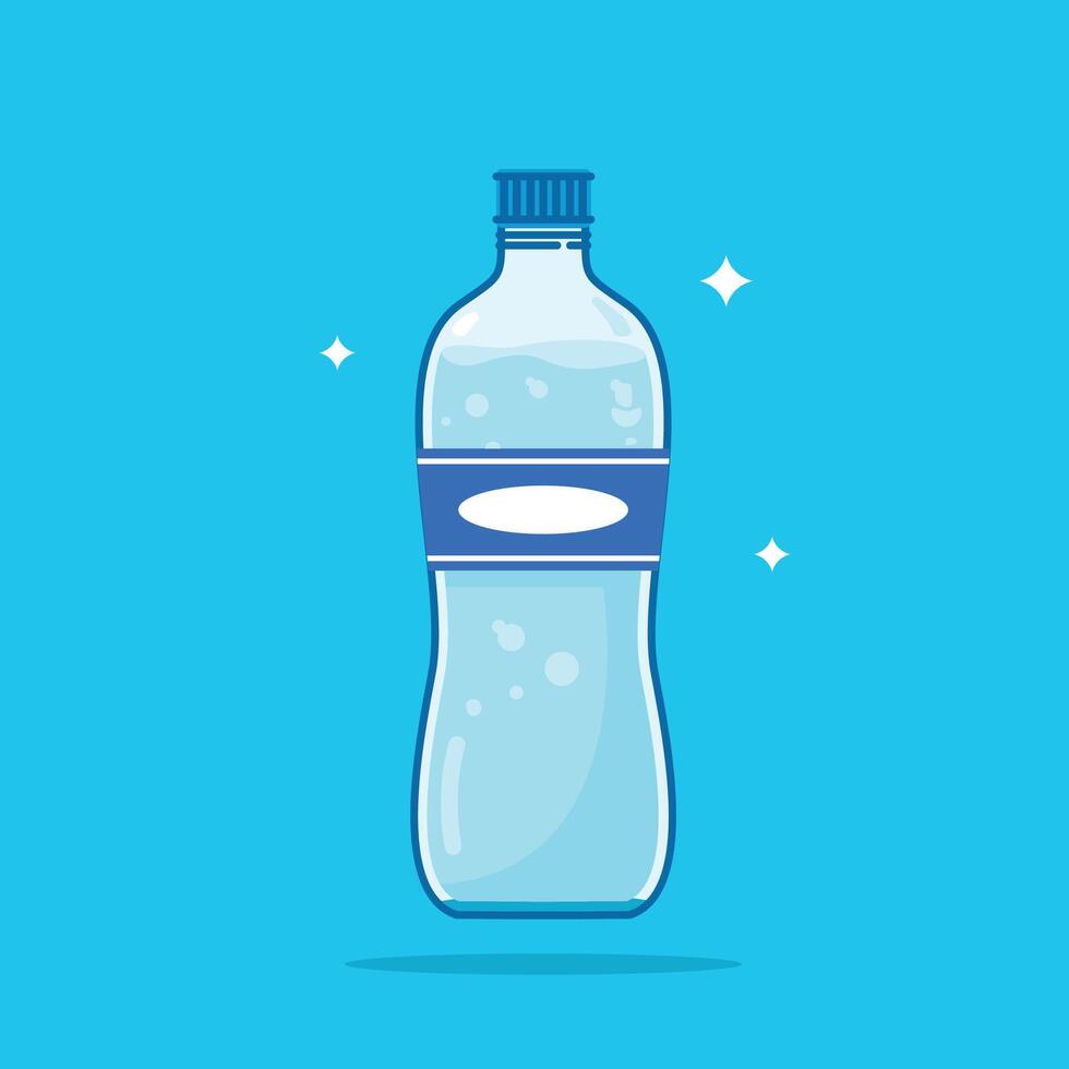 plastic water bottle, healthy blue drinking water packed in 600ml PET bottle, recyclable and easy to store liquid. vector