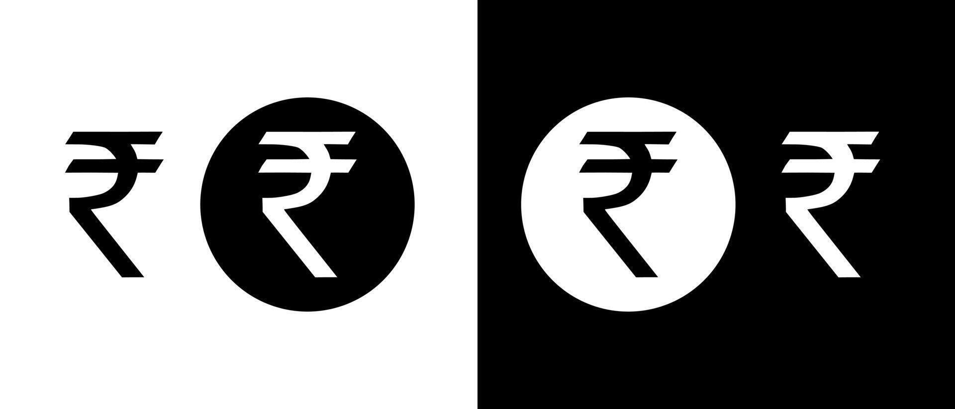 Minimalist black and white indian rupee currency symbols design in contrasting styles vector
