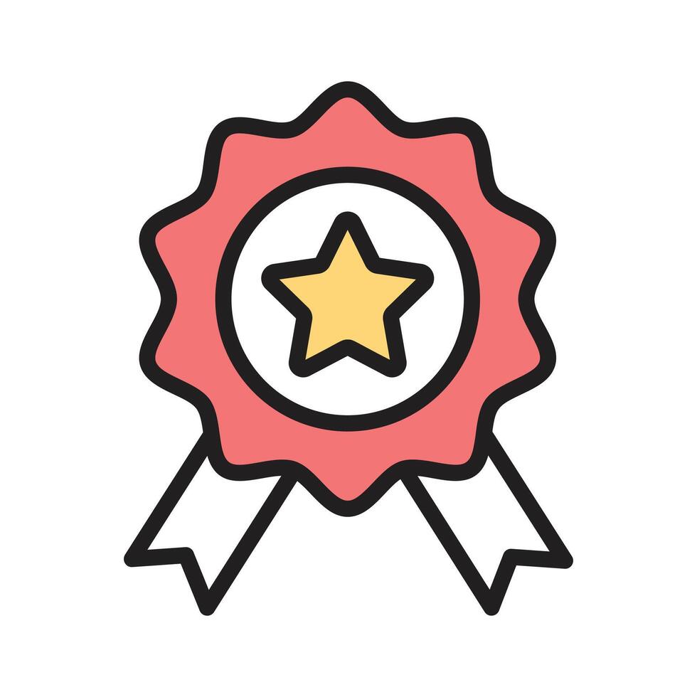 Latest filled outline style icon showing best quality ribbon badge vector