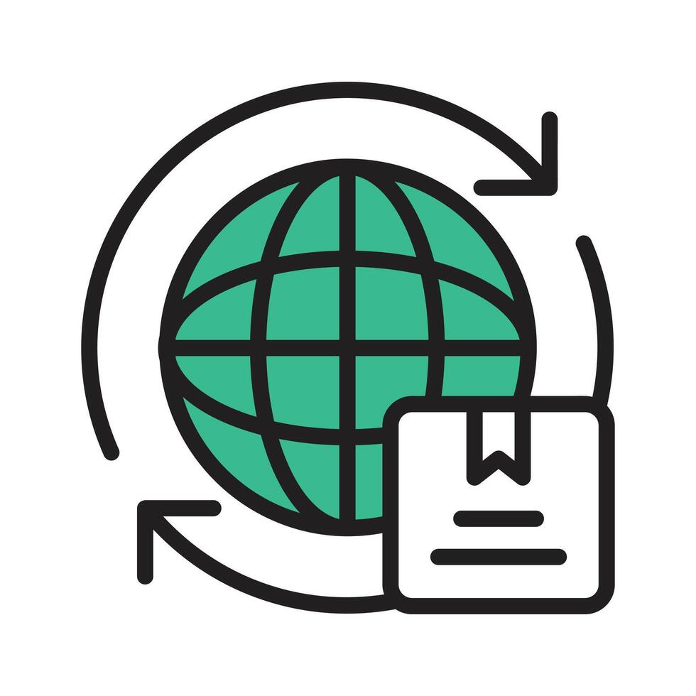 Check out our premium filled line icon of worldwide shipping vector