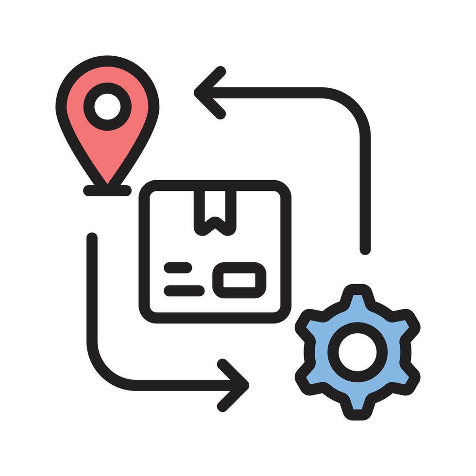 A handy filled line icon showing delivery management process vector