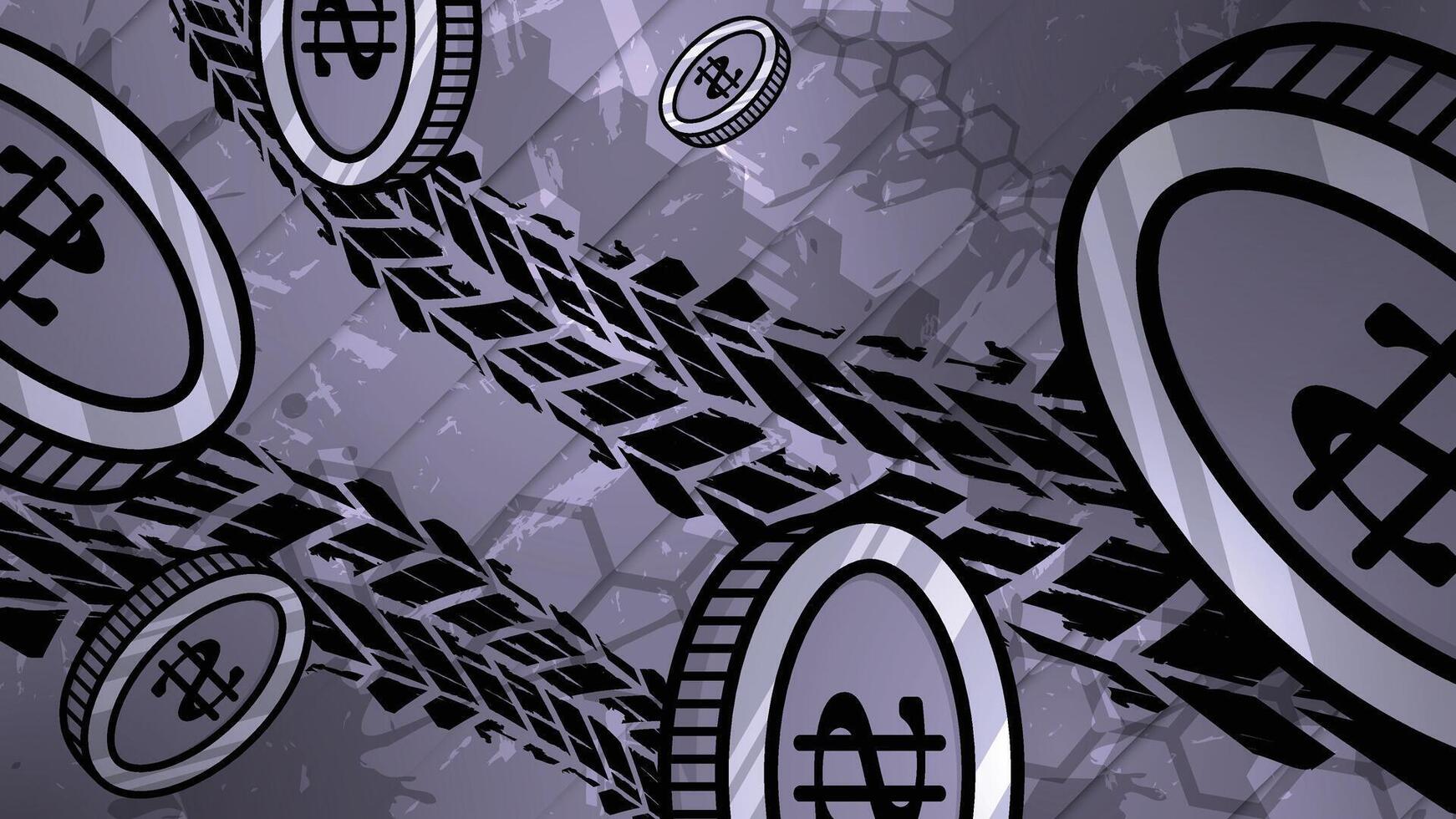 Crypto Coin and Tire Imprint - Futuristic Background Design vector