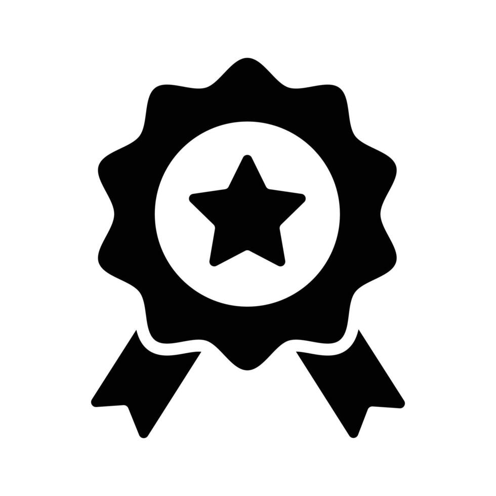 Latest glyph style icon showing best quality ribbon badge vector