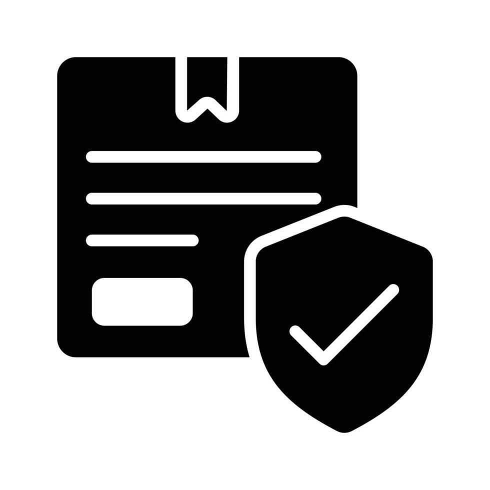 Creatively designed glyph icon showing safe parcel with shield vector
