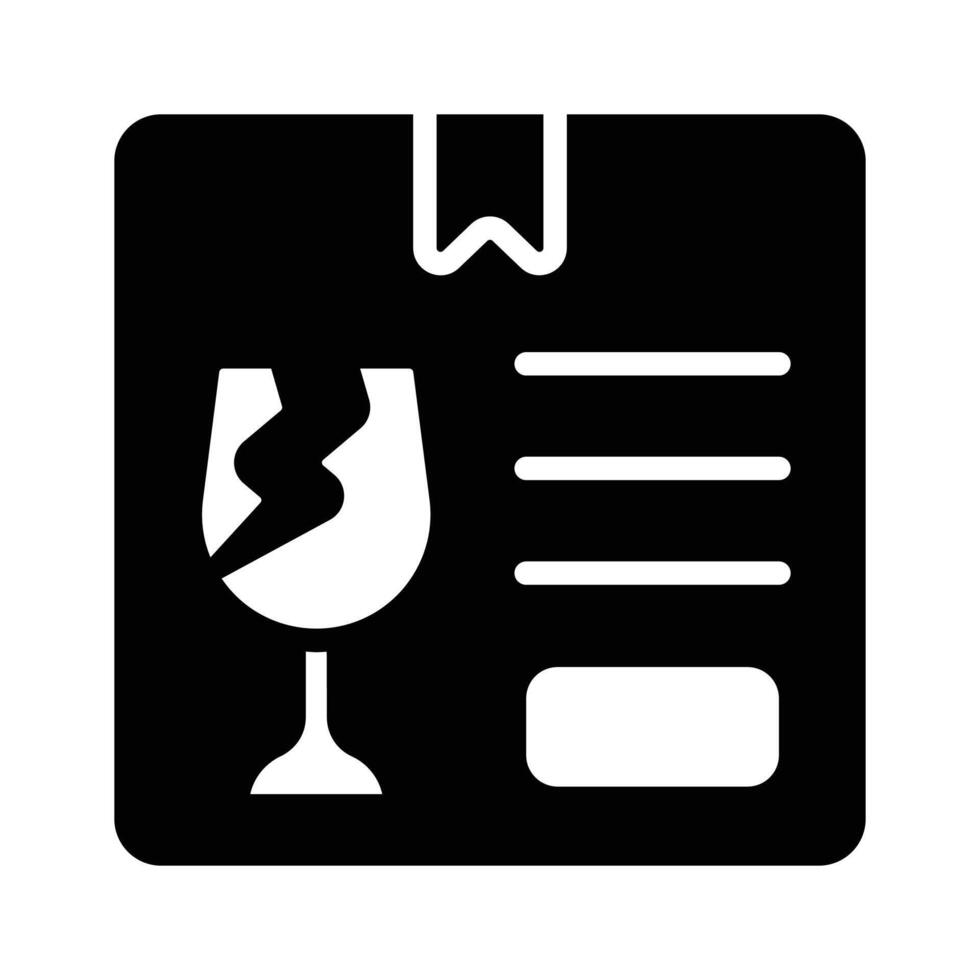 Download our handy icon of fragile delivery in glyph style vector