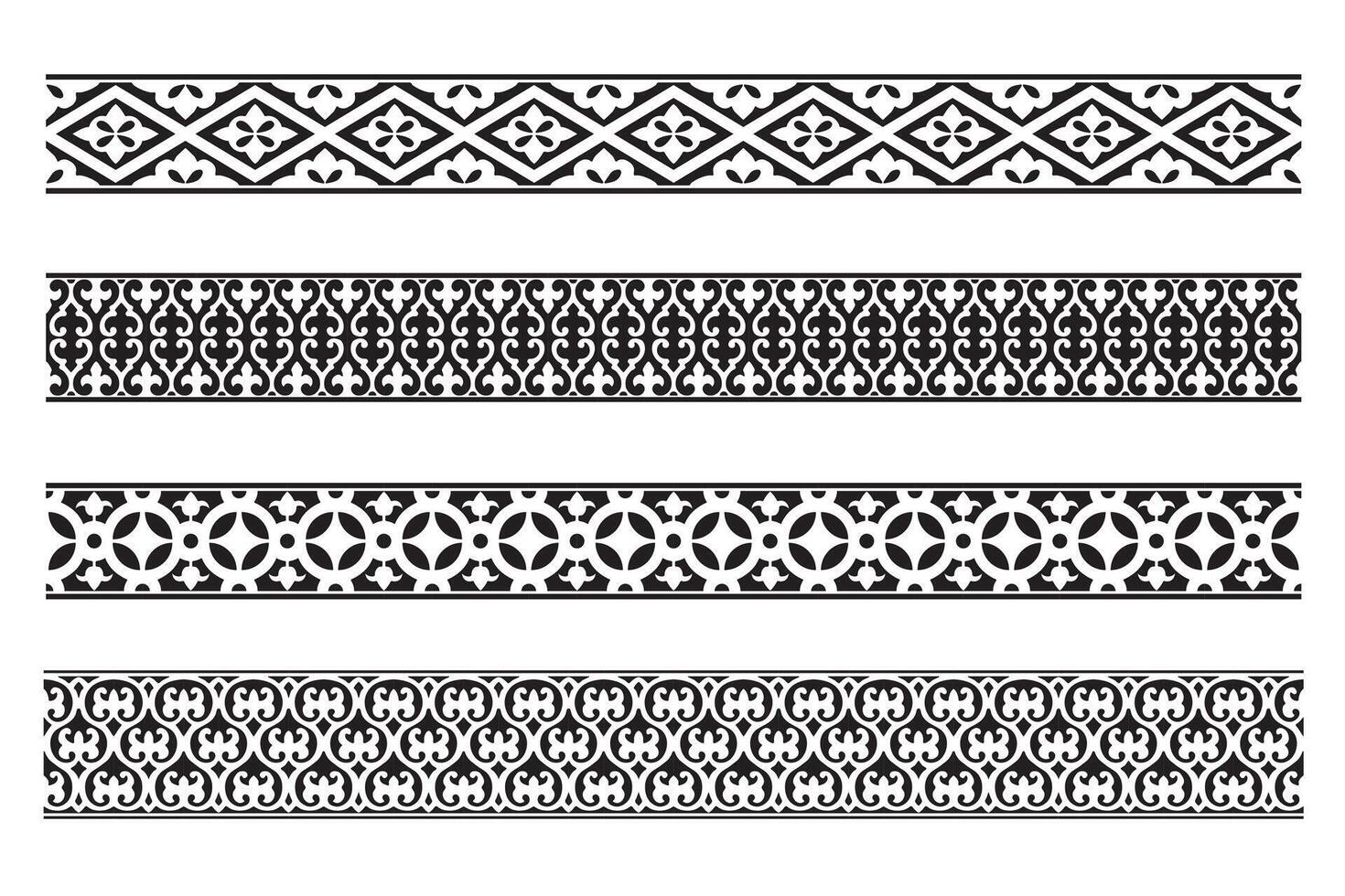 Set of decorative seamless border modular vector