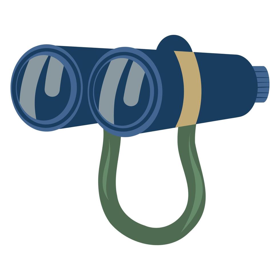 Hand drawn blue binoculars on a belt illustration on a white background vector