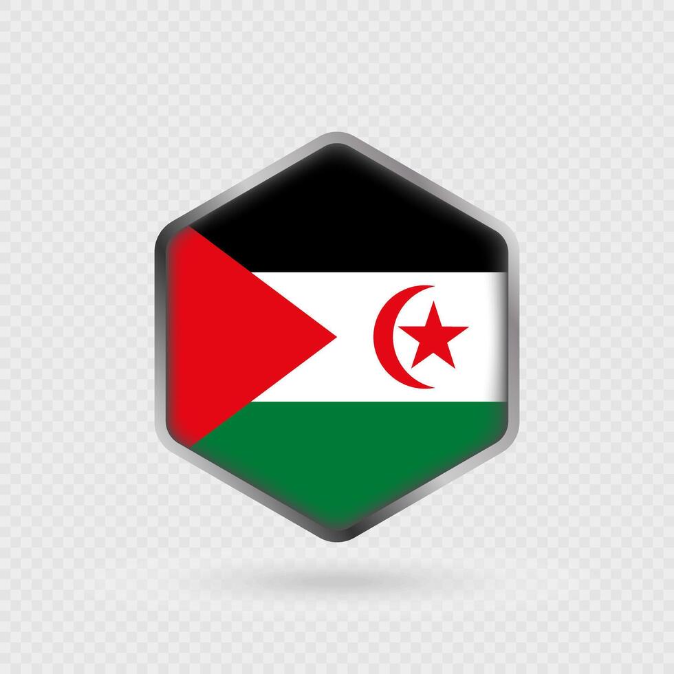 Sahrawi Arab Democratic Republic Flag Icon in Hexagon Shape. vector