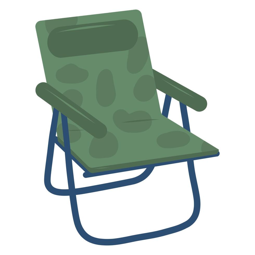 Khaki folding chair illustration on a white background, camping chair vector