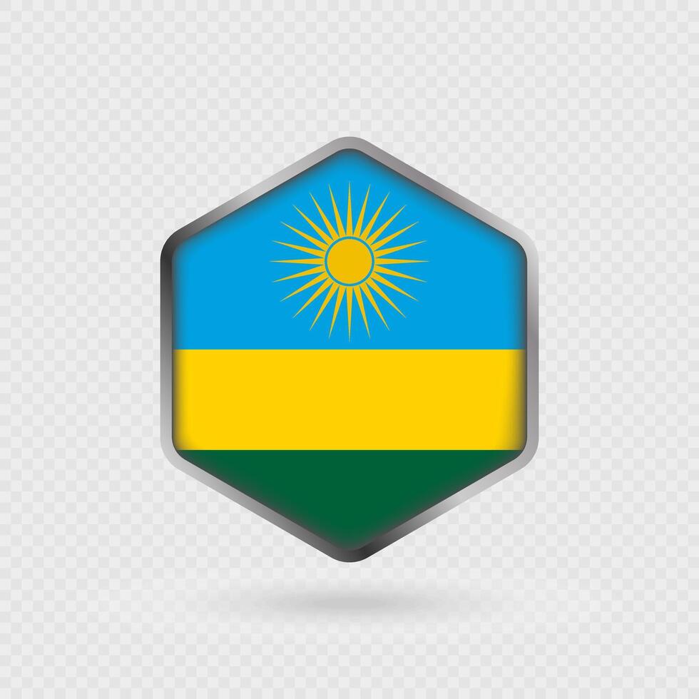 Rwanda Flag Icon in Hexagon Shape. vector