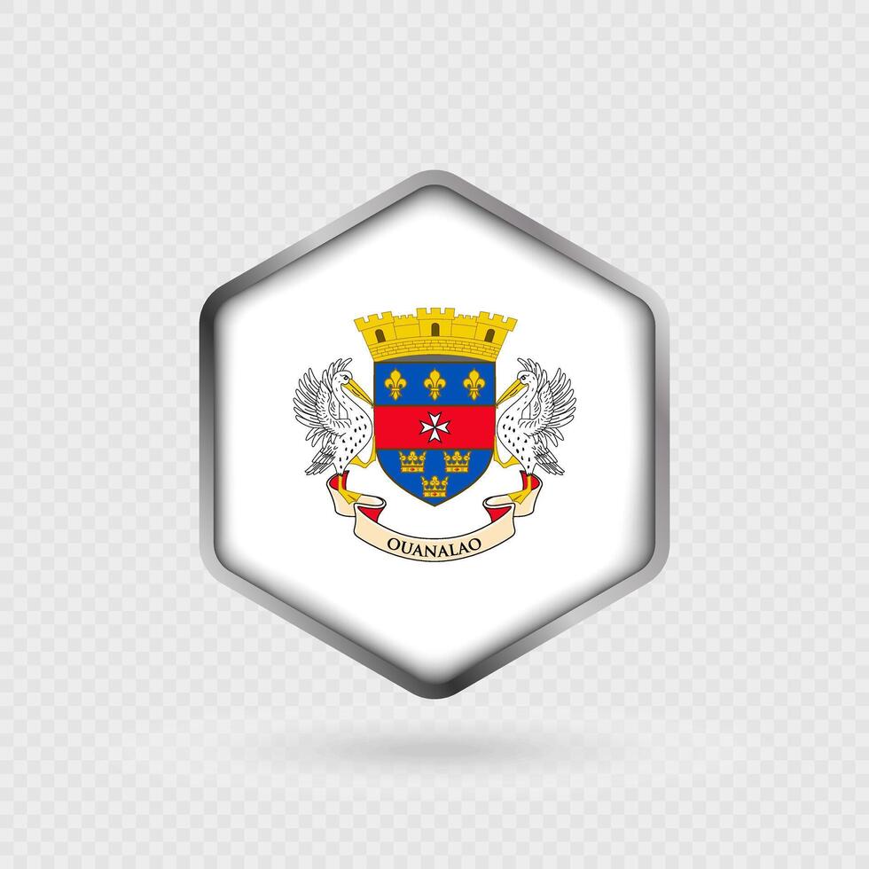 Saint Barthelemy Flag Icon in Hexagon Shape. vector