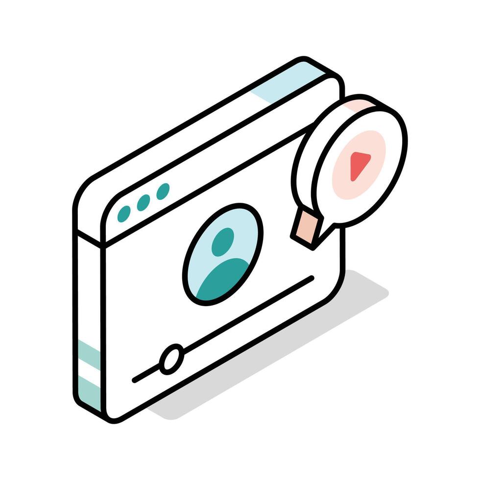 A customizable isometric icon showing tutorial player vector