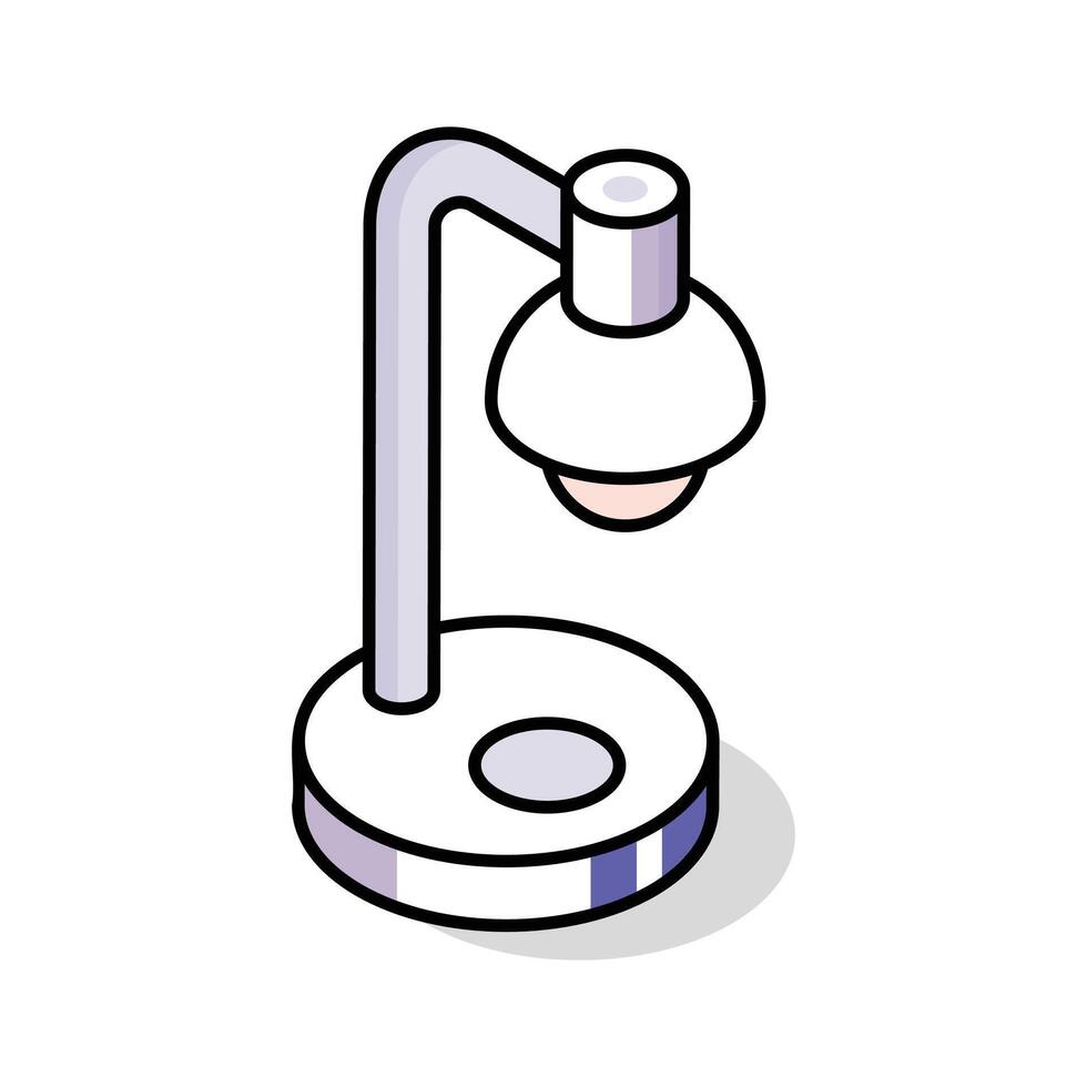 A customizable isometric outline icon of study lamp vector