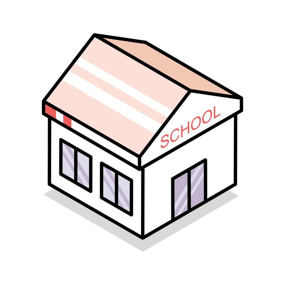 An amazing isometric icon showing school building vector