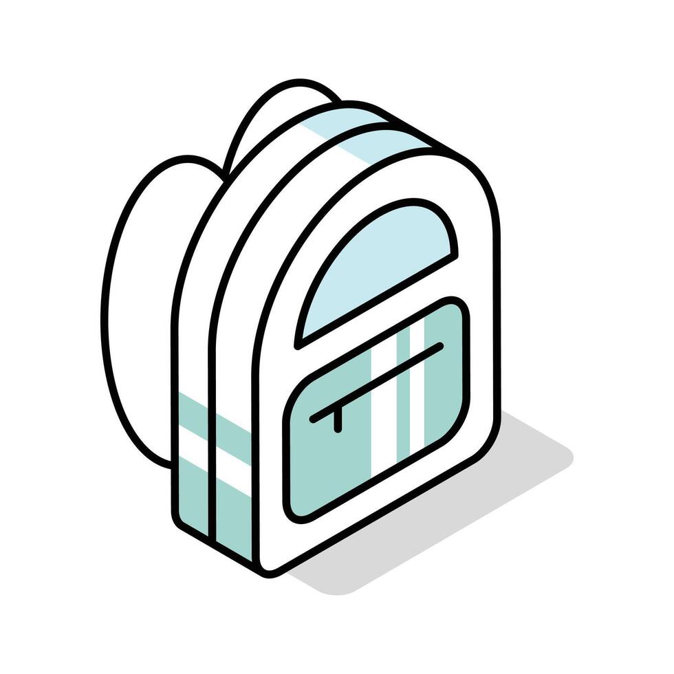 A premium isometric outline icon of student bag vector