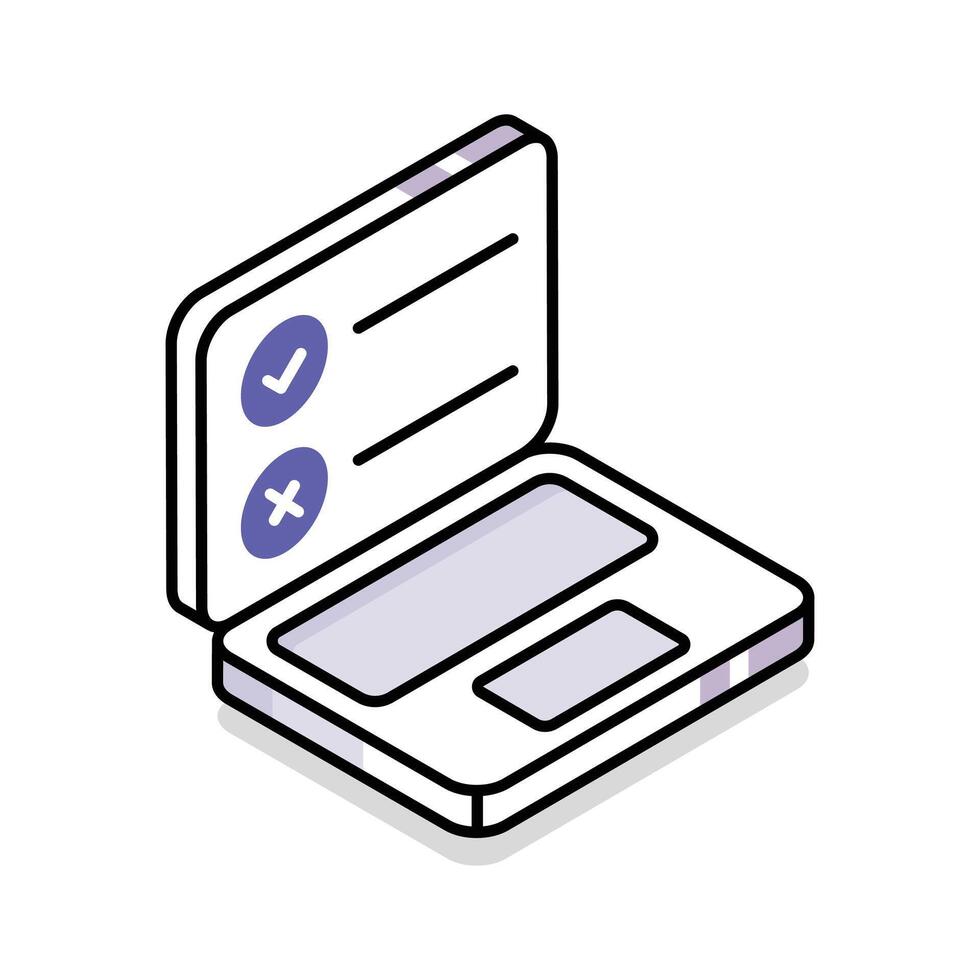 Trendy isometric outline icon of online test paper vector