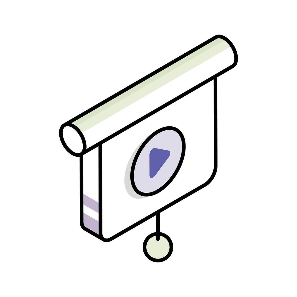 Trendy isometric outline icon of online lecture vector