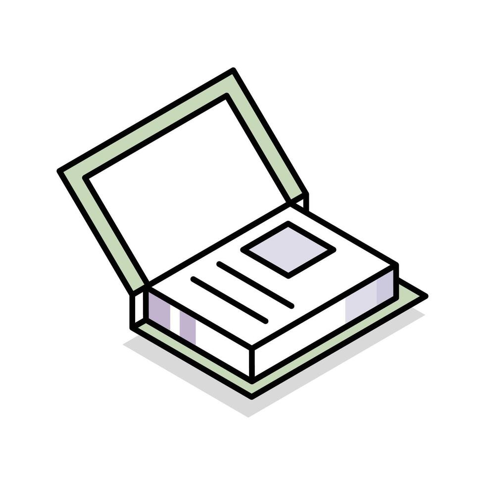 A visually appealing isometric outline icon of handbook vector