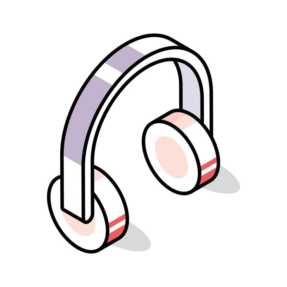 Check out this isometric outline icon of headphones vector