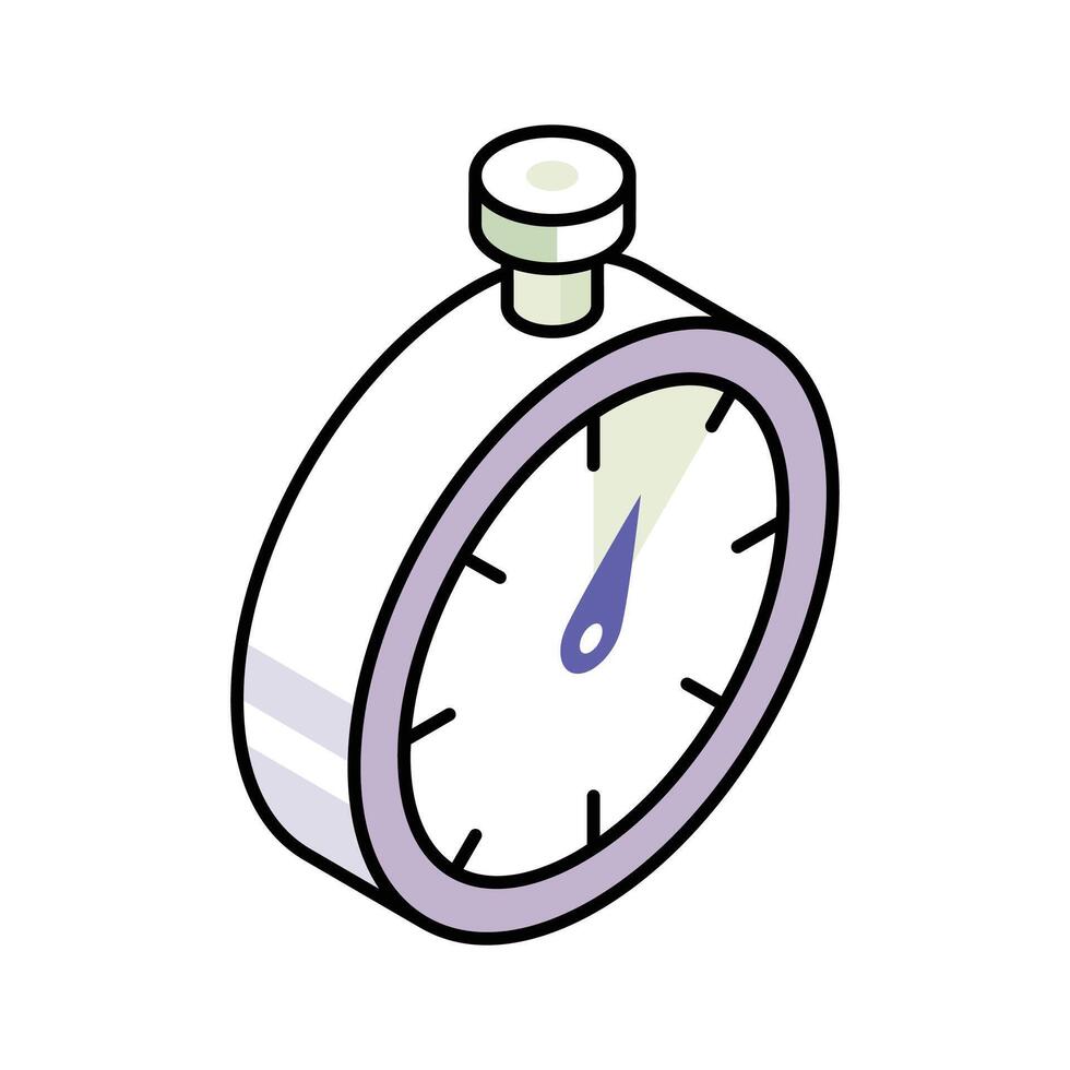 A premium isometric icon of digital stopwatch timer vector