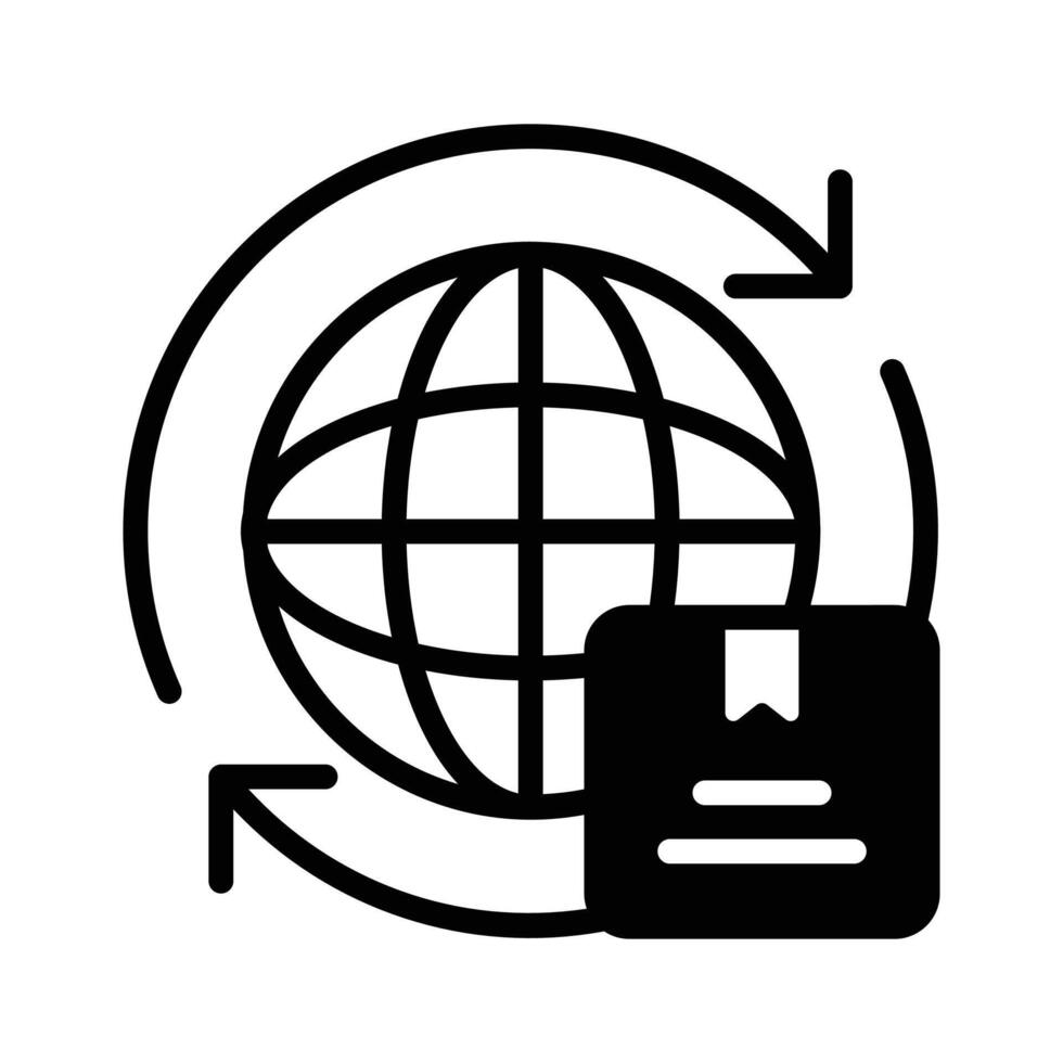 Check out our premium glyph icon of worldwide shipping. vector
