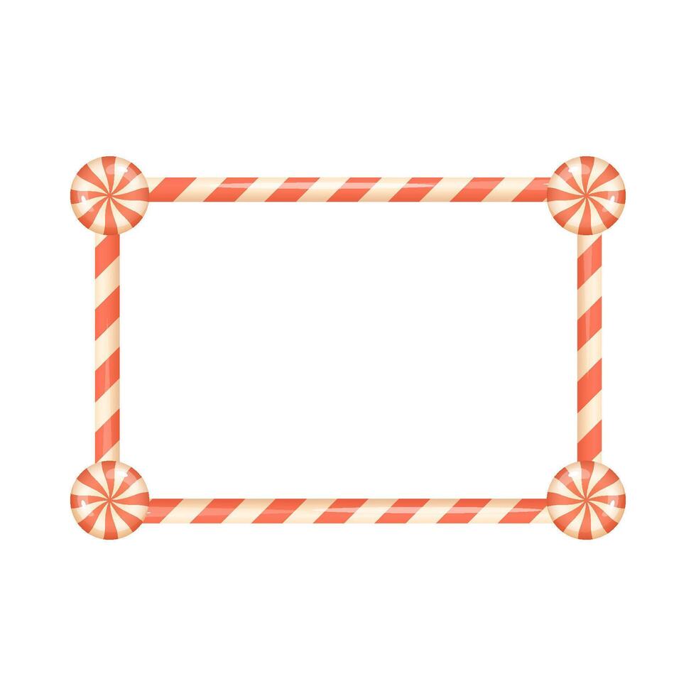 Christmas frame with peppermint candy corners and cane structure vector