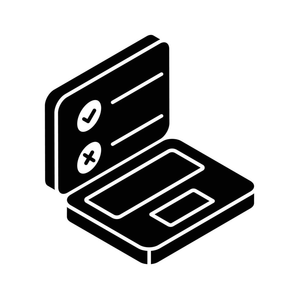 Trendy isometric filled icon of online test paper vector