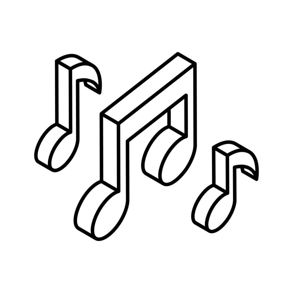 A premium isometric outline icon of music note.. vector