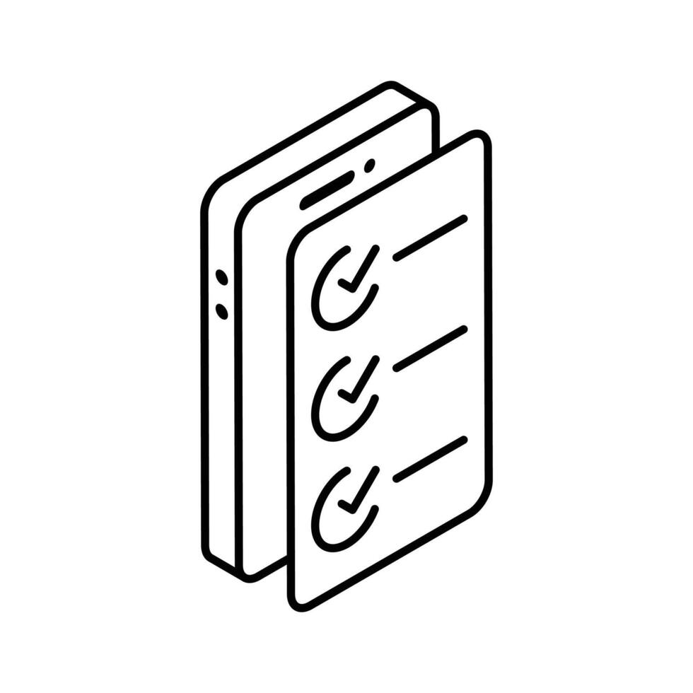 Well crafted isometric icon representing a test sheet.. vector