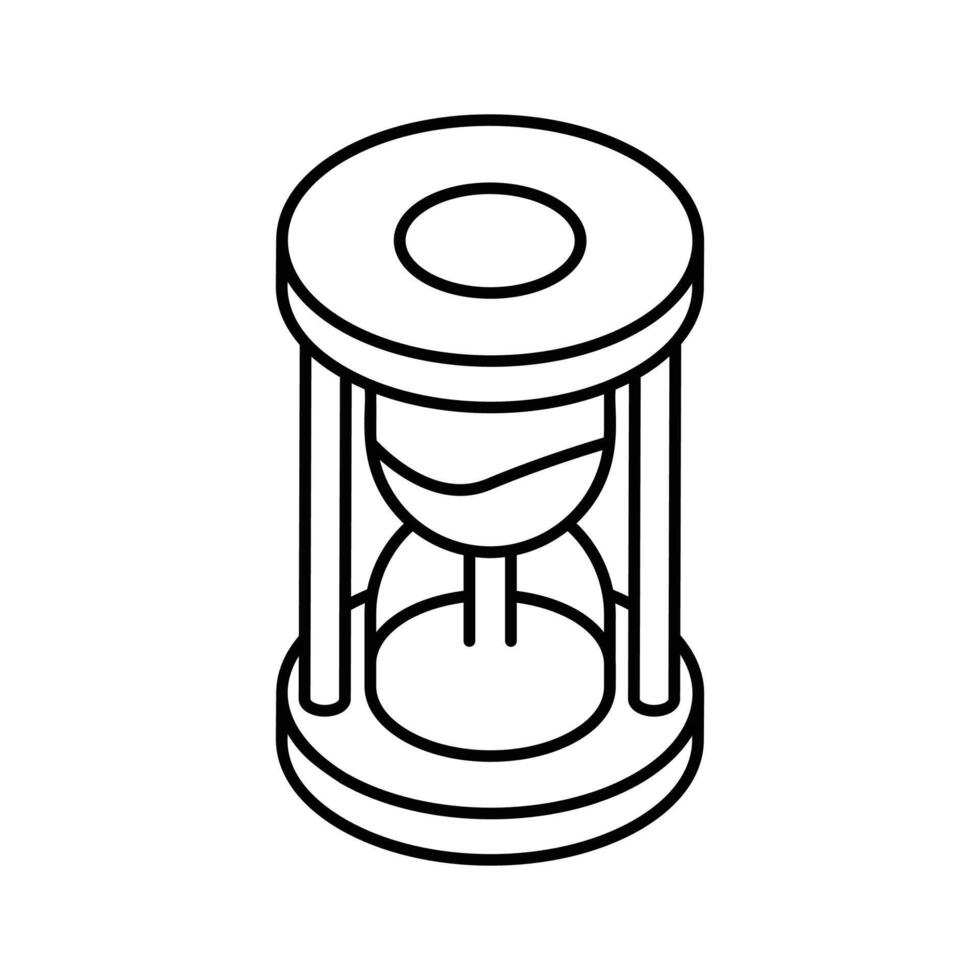 A visually appealing isometric outline icon of hourglass.. vector