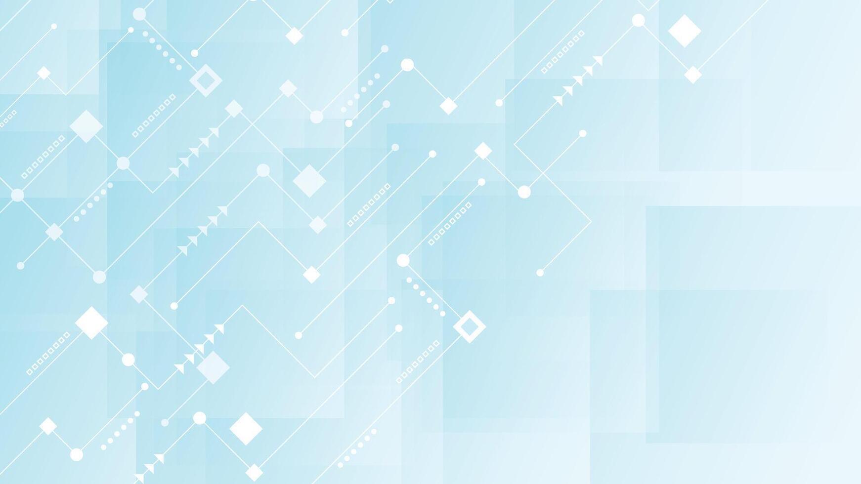 Light blue circuit board style background featuring clean electronic lines symbols and translucent blocks perfect for technology presentations websites apps and modern projects vector