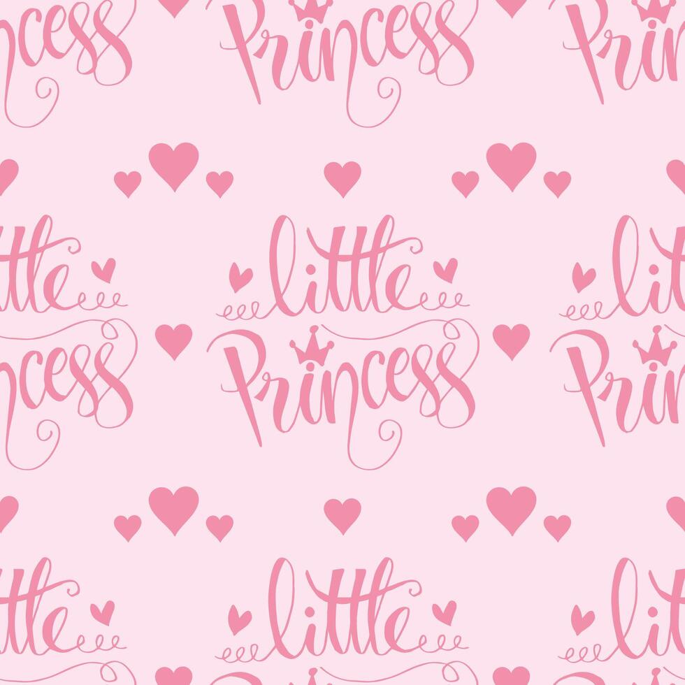Seamless pattern with little princess hand lettering poster quote vector