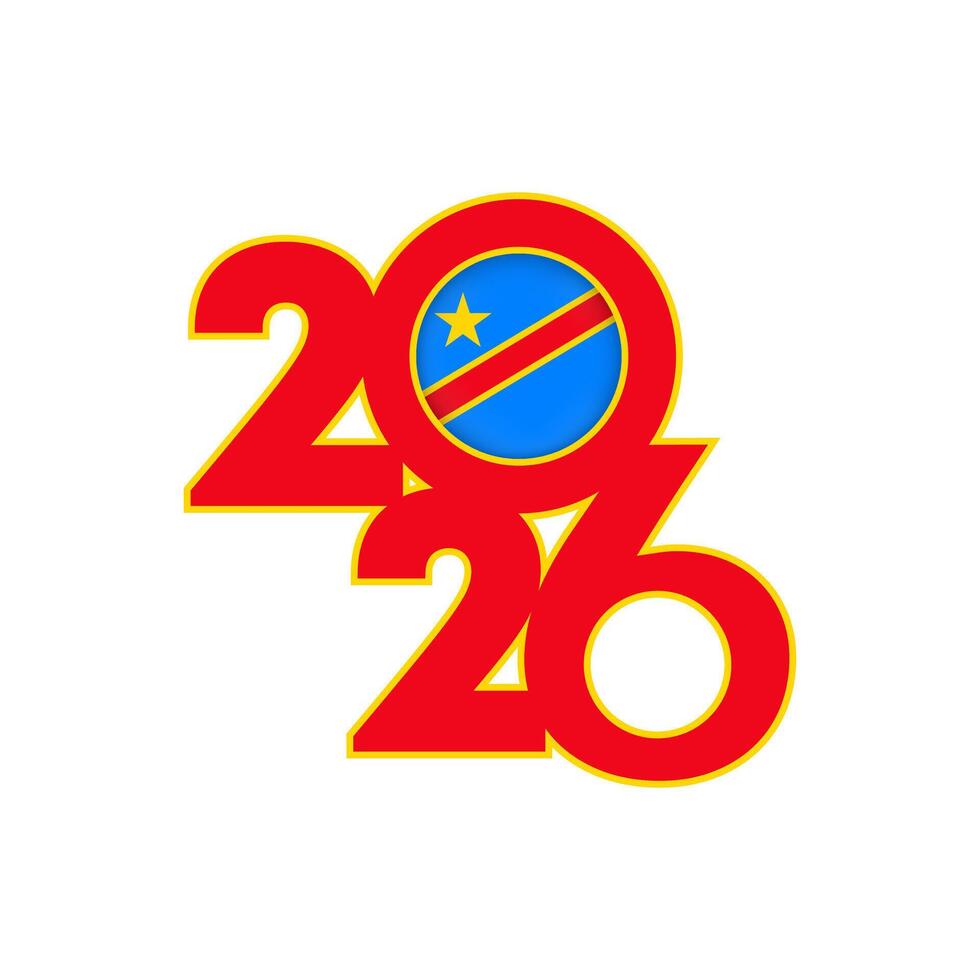 2026 banner with Democratic Republic of the Congo flag inside. vector