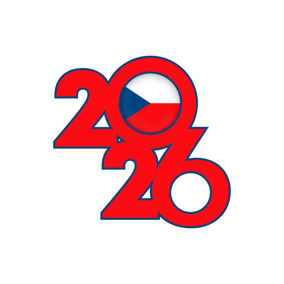 2026 banner with Czech Republic flag inside. vector