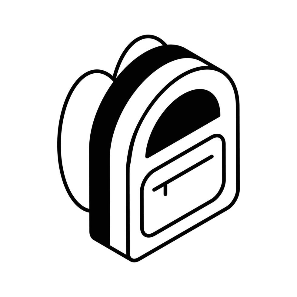 A premium isometric filled icon of student bag... vector