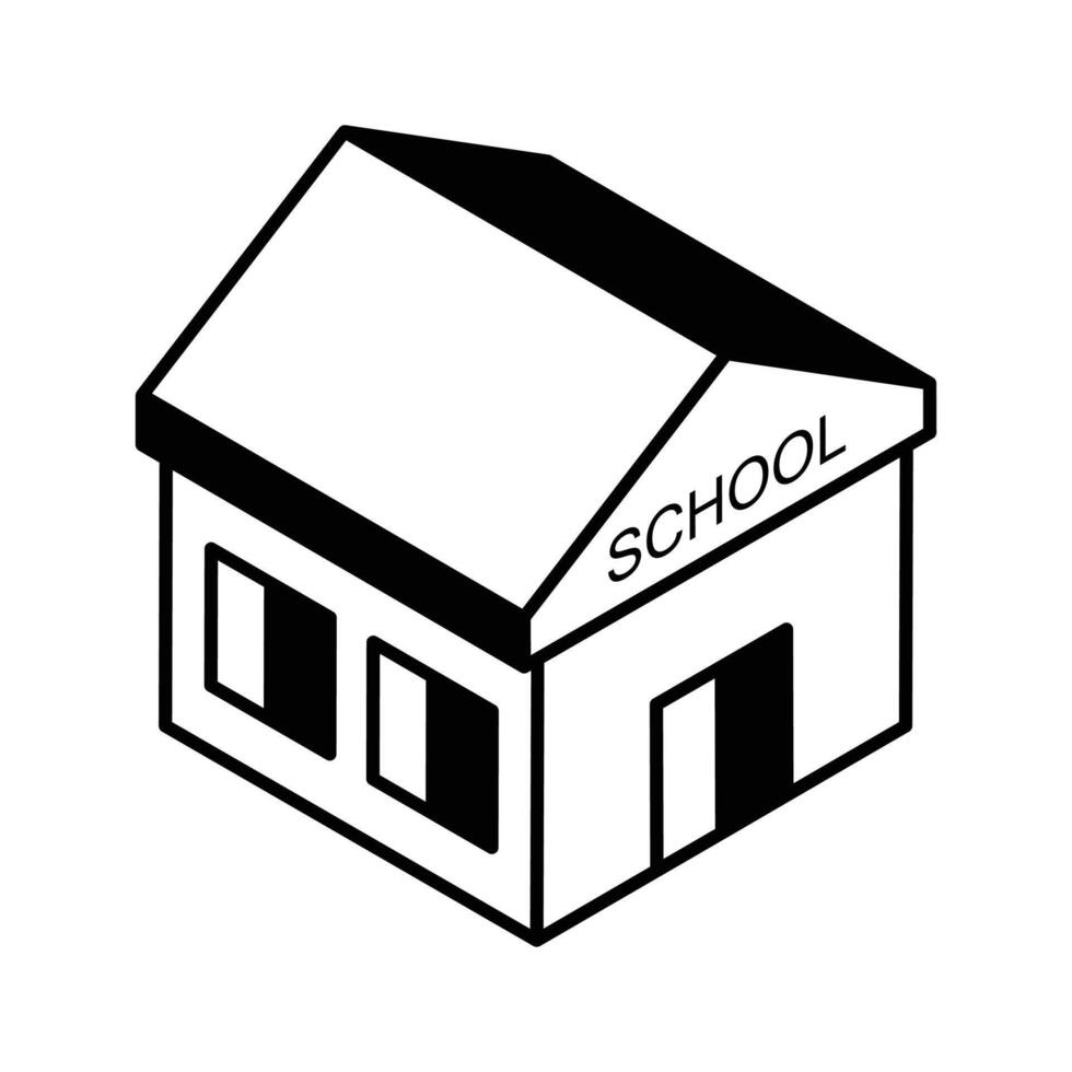 An amazing isometric icon showing school building... vector