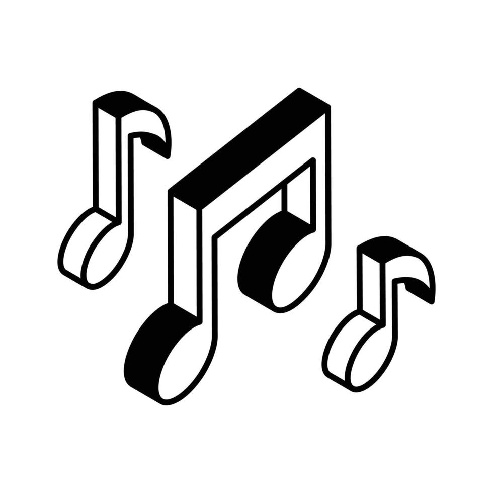 A premium isometric filled icon of music note... vector