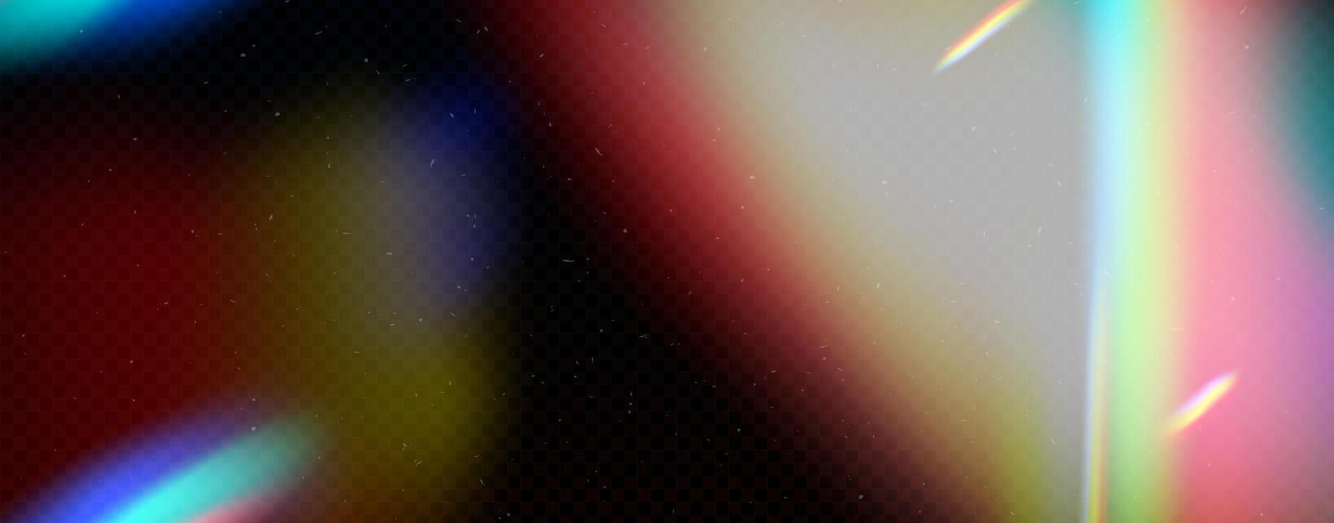 Light leak film texture with grain, dust and scratches. Vintage photo overlay with flare, prism glow and burnt edges. Retro cinematic background in warm tones. Perfect for posters or analog effect. vector