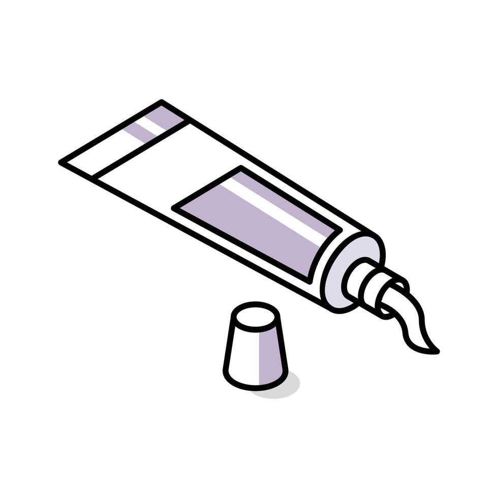A trendy isometric icon featuring toothpaste tube and cap vector