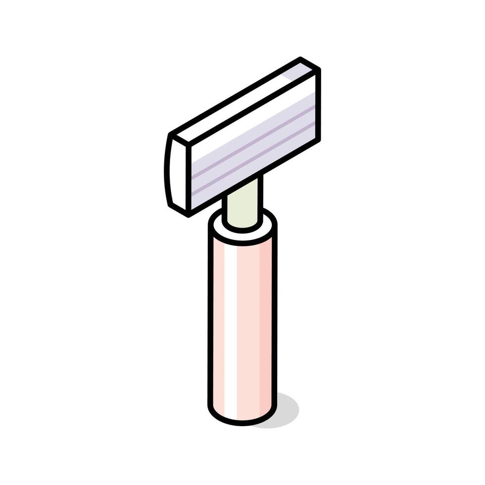 Premium isometric icon illustrating a classic shaving razor blade vector